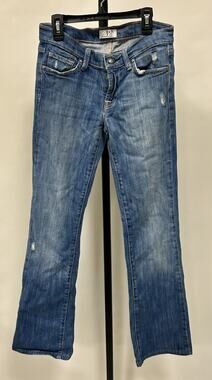 DPD Women's Blue Distressed Medium Wash Y2k Bootcut Denim Jeans Size 28